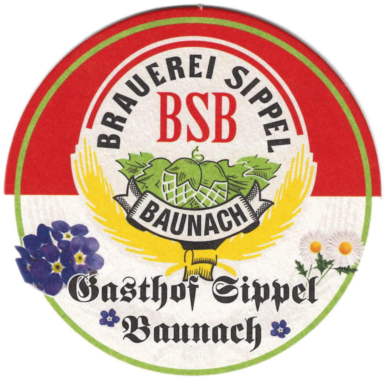 Logo auf einem Bierfilz des Gasthof Sippel